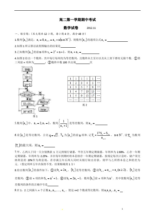 上海市某中学高二上学期期中检测数学试题含答案