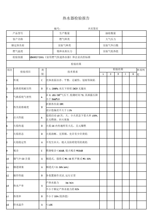 热水器检验报告