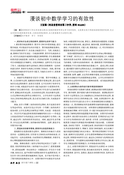 漫谈初中数学学习的有效性