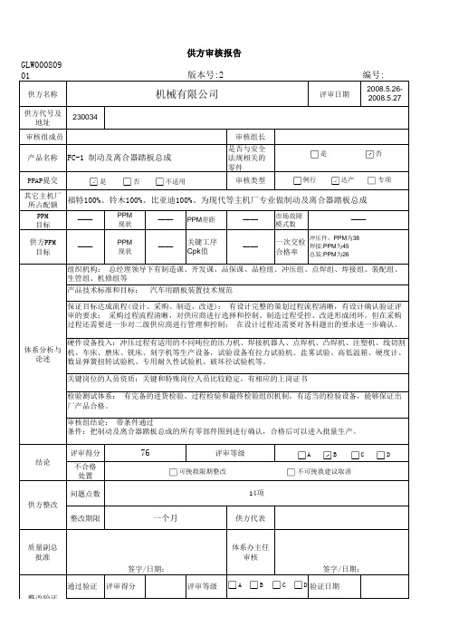 产品审核报告