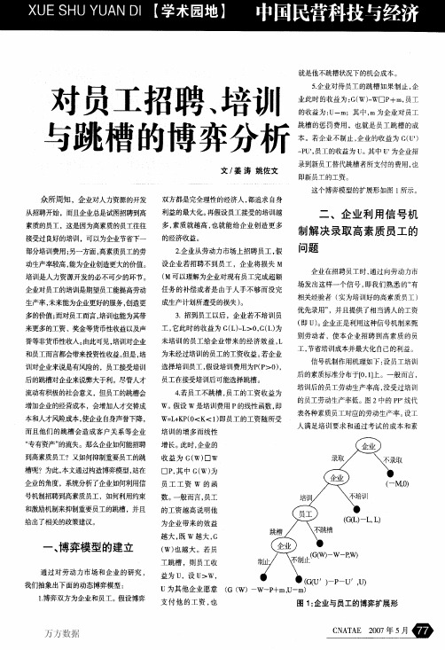 对员工招聘、培训与跳槽的博弈分析