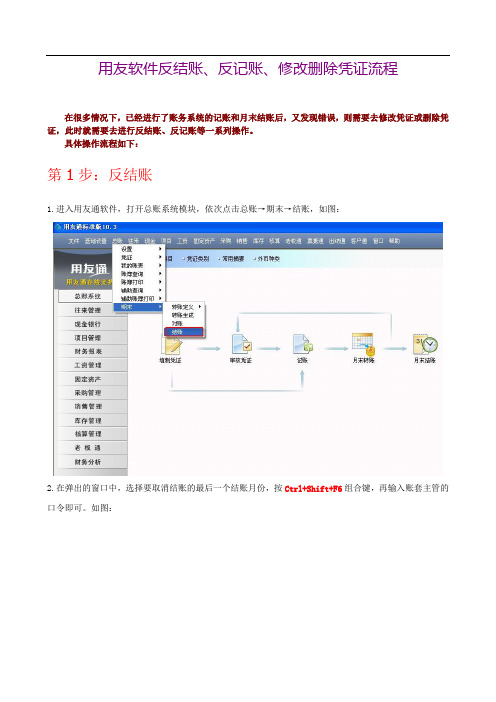 用友软件反结账、反记账、修改删除凭证流程