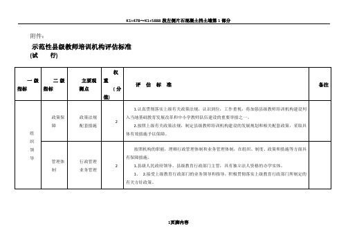 示范性县级教师培训机构评估标准