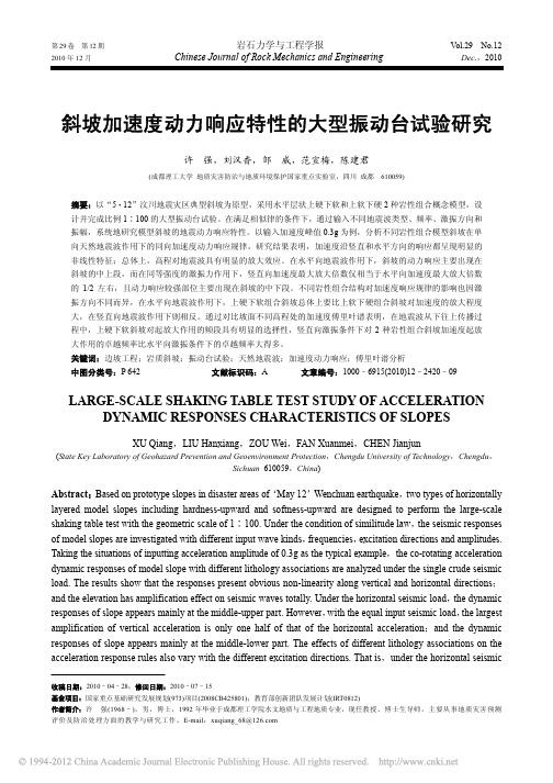 斜坡加速度动力响应特性的大型振动台试验研究_许强