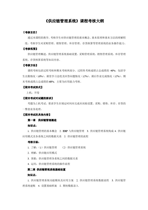 《供应链管理系统》课程考核大纲