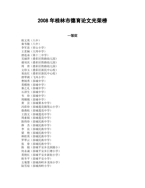 2008年桂林市德育论文光荣榜