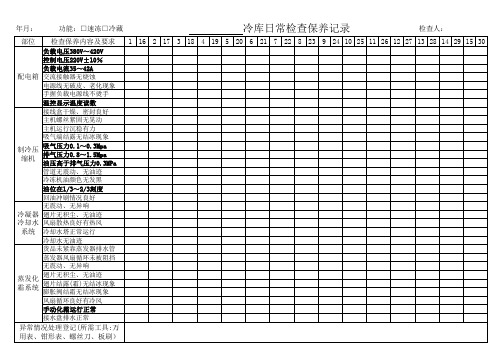 冷库日常检查保养记录