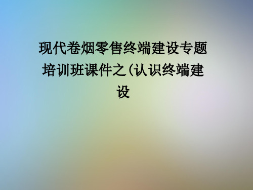 现代卷烟零售终端建设专题培训班课件之(认识终端建设