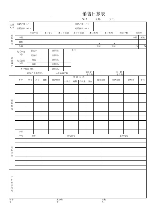 房地产销售日报表