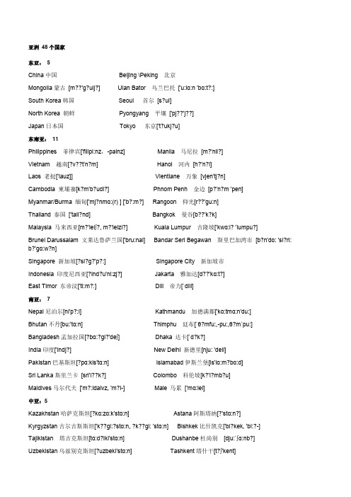 国家英文名及首都