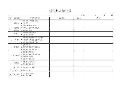 综掘机月检记录