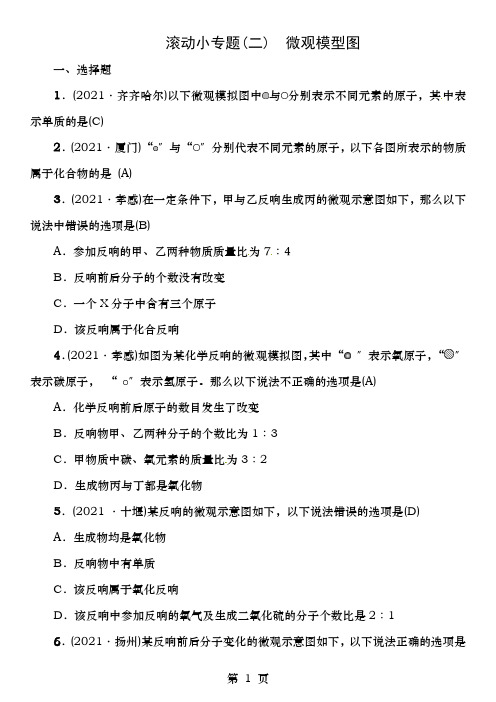 中考化学总复习小专题二微观模型图试题