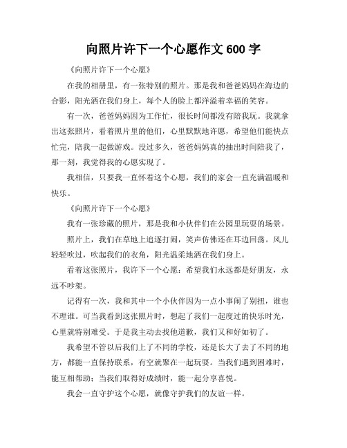 向照片许下一个心愿作文600字