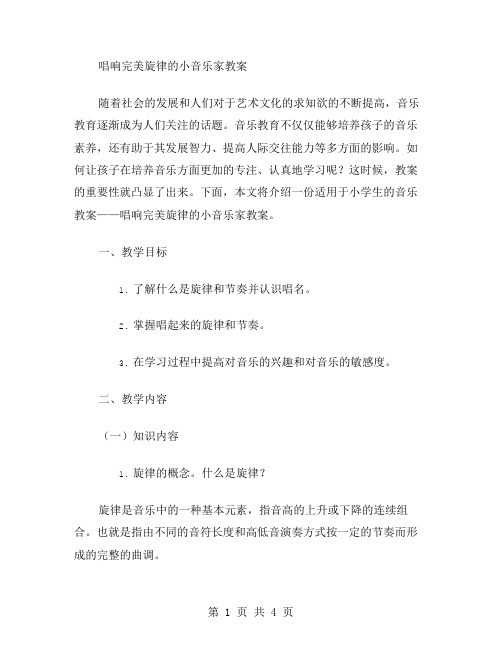 唱响完美旋律的小音乐家教案