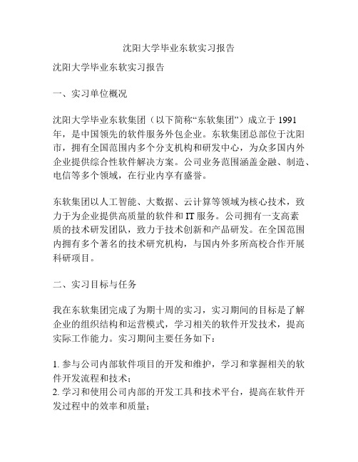 沈阳大学毕业东软实习报告