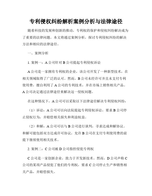 专利侵权纠纷解析案例分析与法律途径