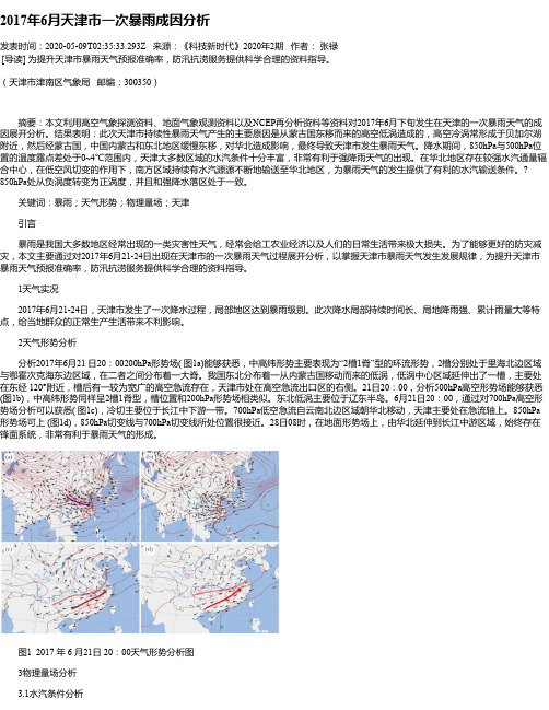 2017年6月天津市一次暴雨成因分析