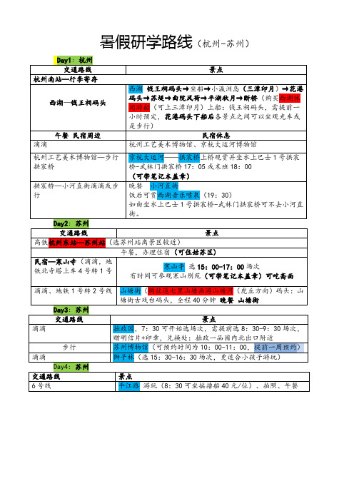 暑假苏杭研学路线