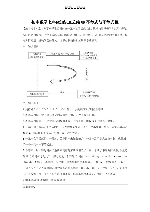 人教版初中数学不等式与不等式组知识点及习题总汇