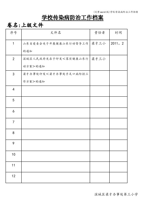 (完整word版)学校传染病防治工作档案