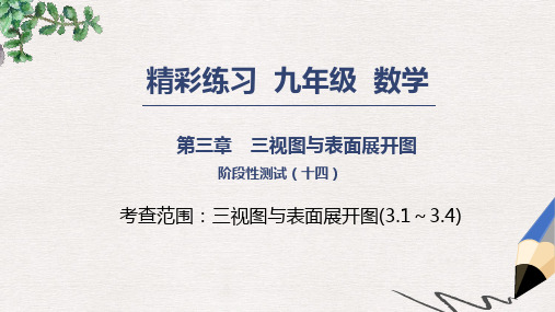 2019年秋九年级数学下册第三章三视图与表面展开图阶段性测试十四课件新版浙教版