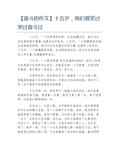 奋斗的作文十五岁我们曾笑过哭过奋斗过