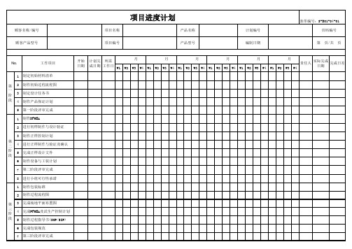 APQP项目进度计划