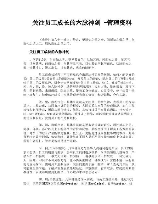 关注员工成长的六脉神剑管理资料