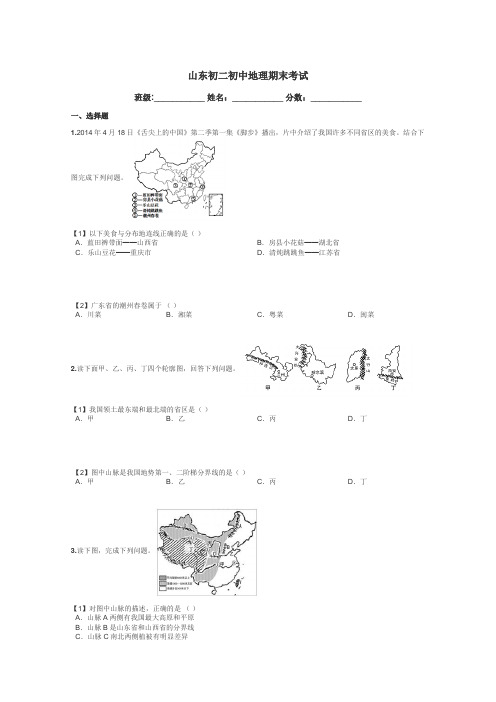 山东初二初中地理期末考试带答案解析
