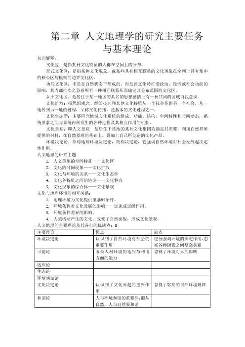 第二章 人文地理学的研究主要任务与基本理论