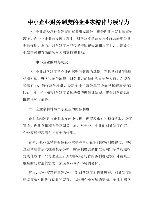 中小企业财务制度的企业家精神与领导力