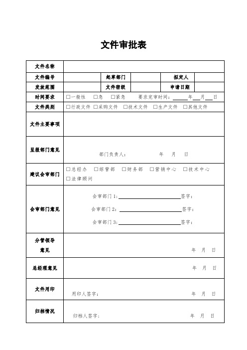 公司文件审批表【范本模板】