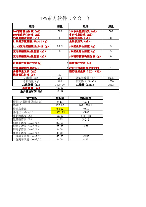 全肠外营养(TPN)审方软件