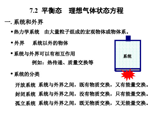 平衡态理想气体状态方程