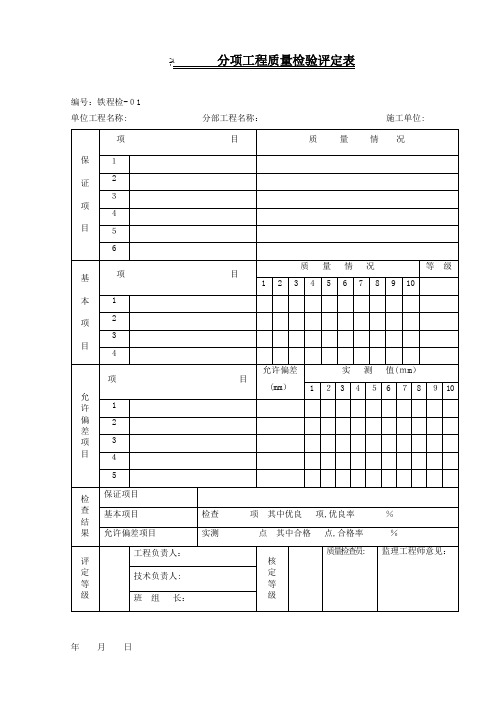 铁路施工工程检查证规范表格大全