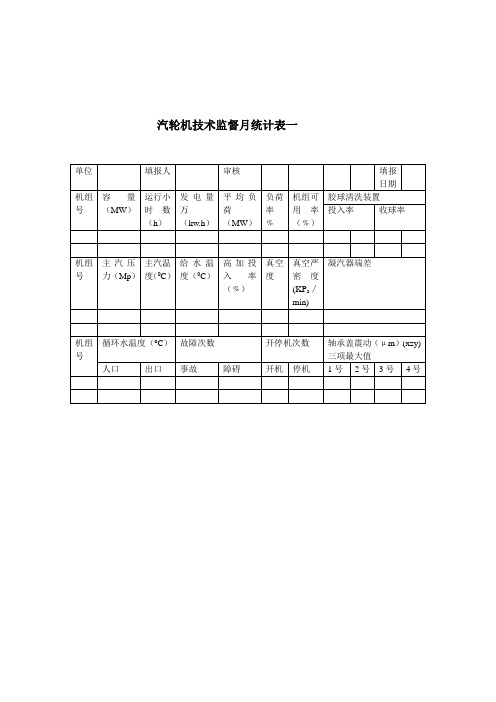 发电厂九大技术监督(汽机 监督报表)