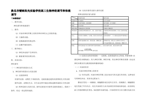 高三生物神经调节和体液调节