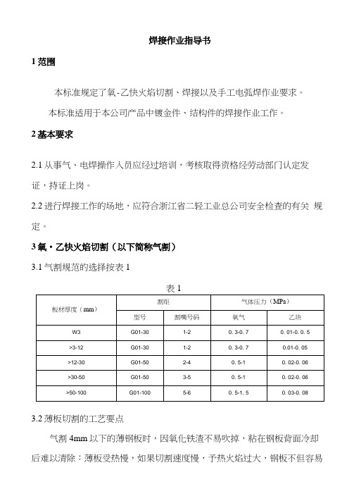 焊接作业指导书完整版样本