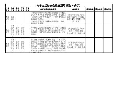 汽车客运站安全检查通用标准 试行 