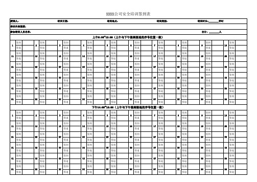 安全培训签到表