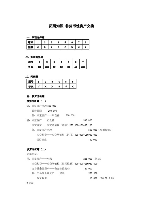 10.非货币性资产交换习题与实训参考答案[2页]