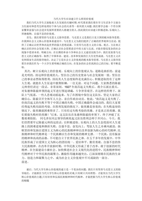 当代大学生应该建立什么样的价值观