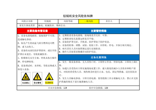 铰链机风险告知卡