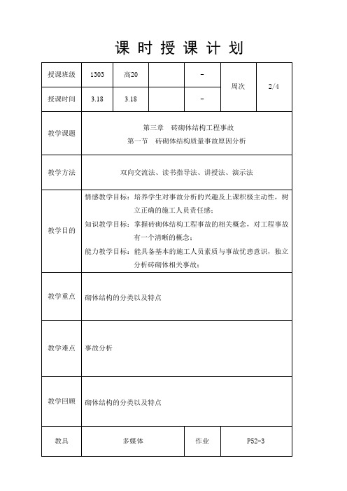 事故分析 砖砌体结构工程事故