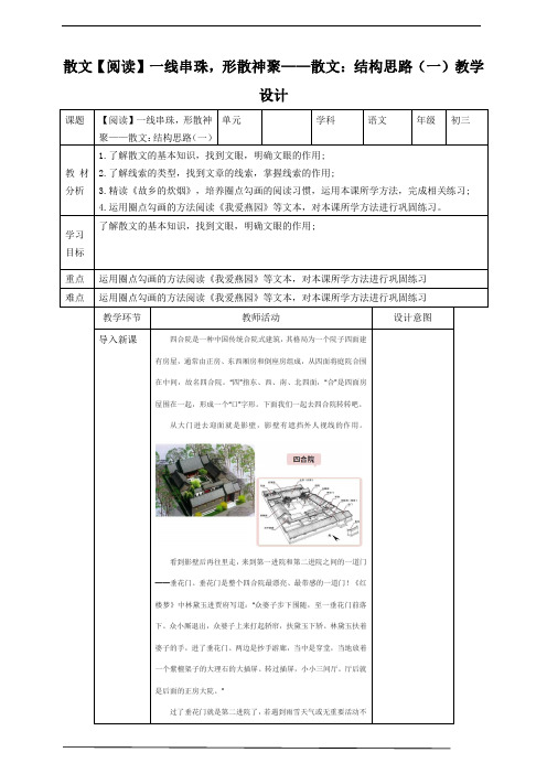 散文【阅读】一线串珠,形散神聚——散文：结构思路