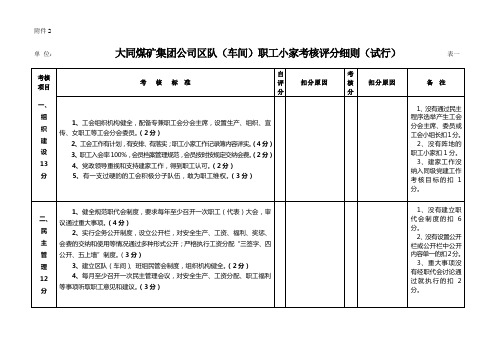 “模范职工小家考核评分细则