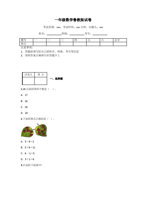 一年级数学鲁教版试卷