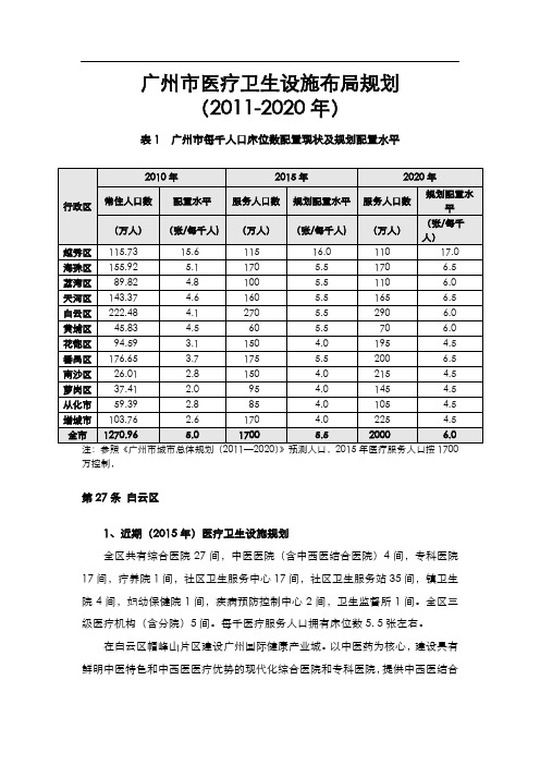 广州医疗卫生布局