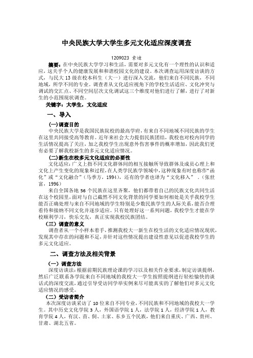 民族院校新生文化适应
