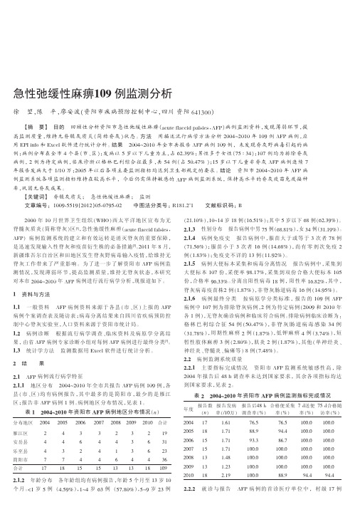 急性弛缓性麻痹109例监测徐堃